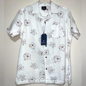 NWT Ben Sherman Limestone White Floral Cotton Button Up Shirt Men's Size Small